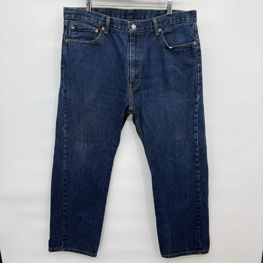 Levis 505 Regular Fit Mens Dark Wash Straight Leg Denim Jeans 40x30